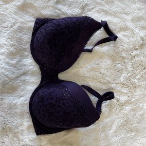 Elegant Lace Underwire Bra - Deep Purple
